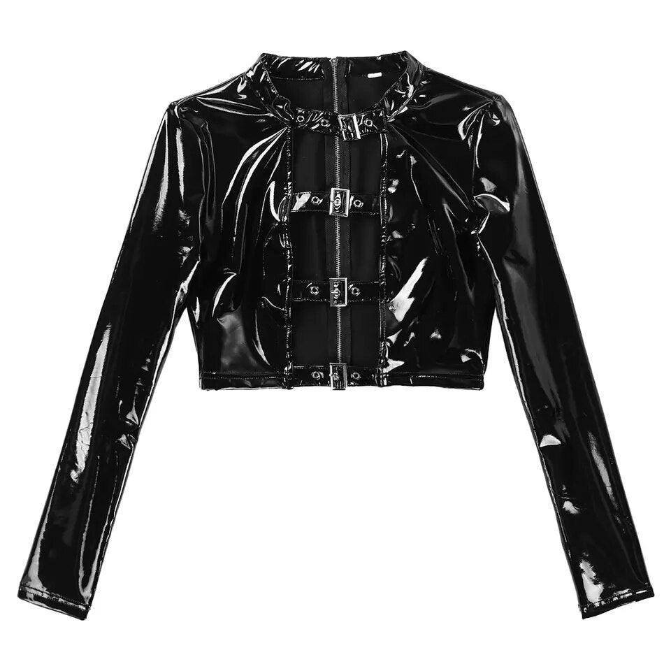 Wetlook Buckle Lingerie Set